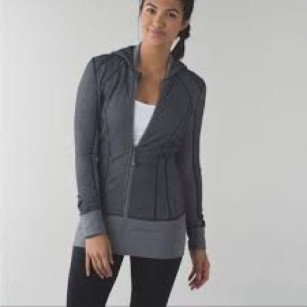 Lululemon Daily Practice Jacket Herringbone Gray Yoga Athleisure Lounge Running